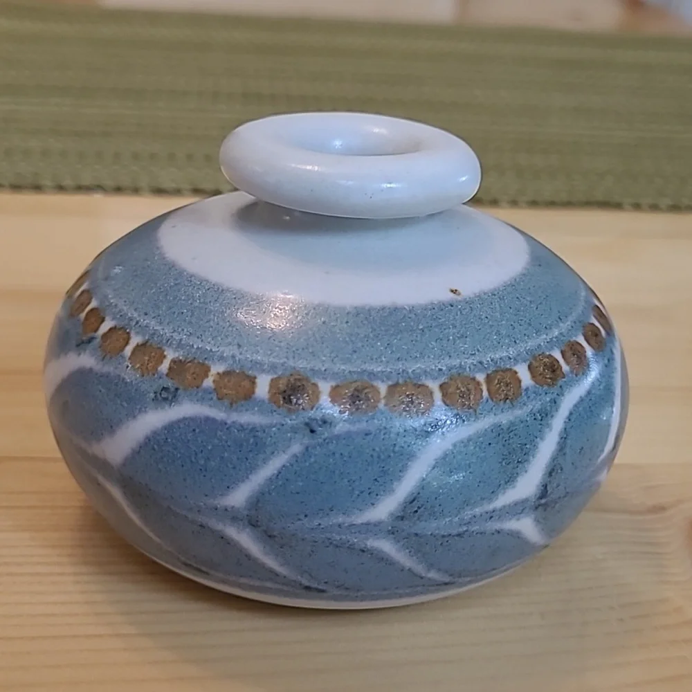 Small Stoneware Blue and White Vase
